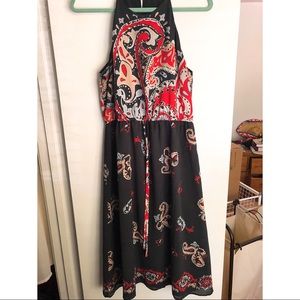 Brown and Red Paisley LOFT Maxi Dress